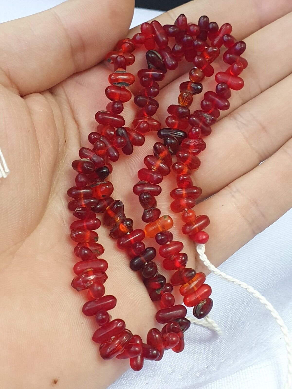 Alte Perlen Vintage rote Glasperlen Schmuck Halskette