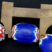 East Oasis Vintage Venetian Chevron Trade Beads - Six Layer Blue Glass 22 Inch Strand