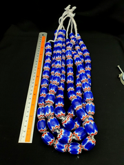 East Oasis Vintage Venetian Chevron Trade Beads - Six Layer Blue Glass 22 Inch Strand