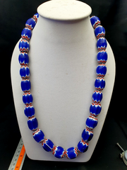 East Oasis Vintage Venetian Chevron Trade Beads - Six Layer Blue Glass 22 Inch Strand