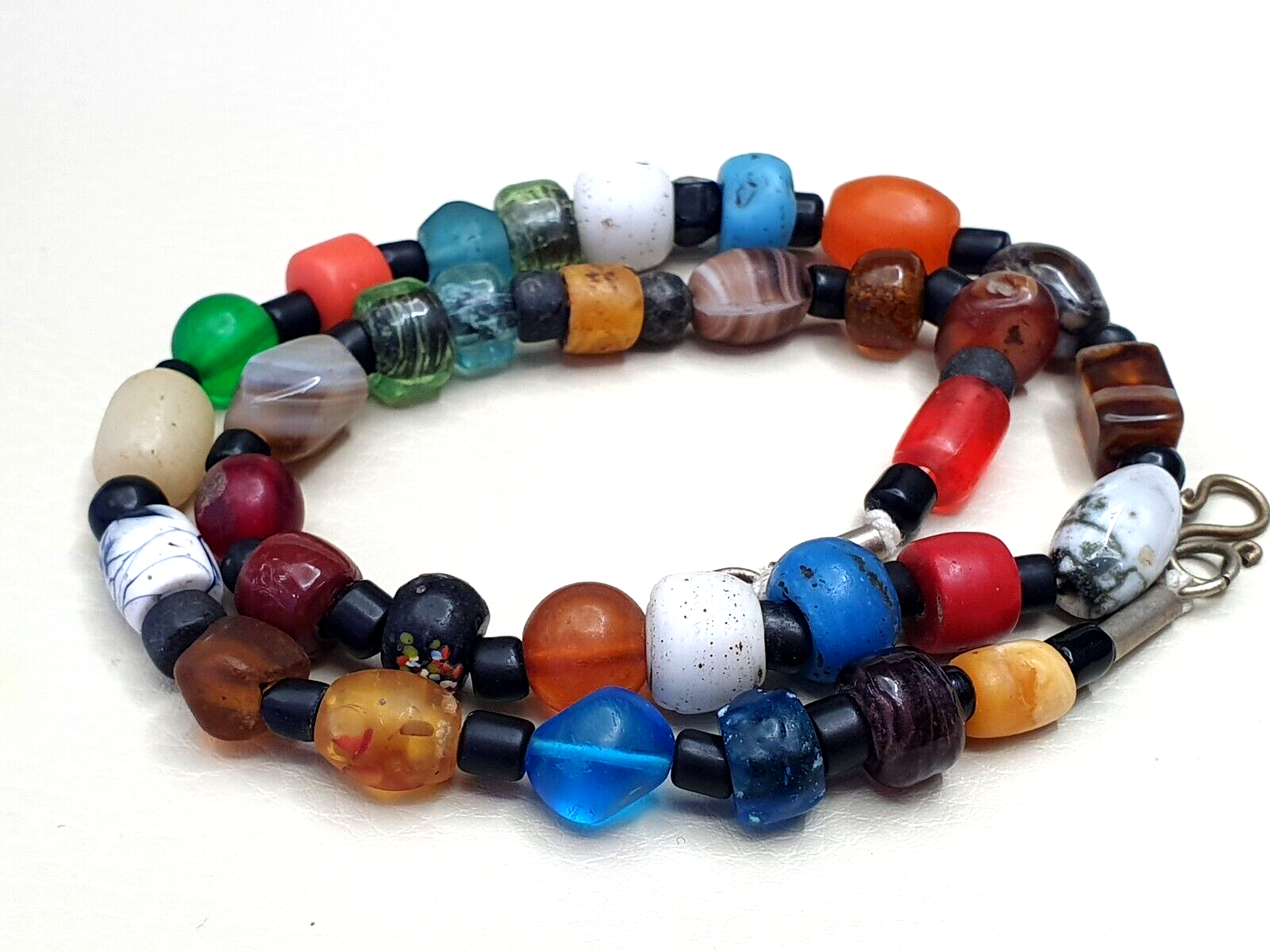 Old Beads antique Traded Stones and Glass Beads Jewelry Necklace Mala