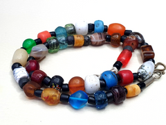 Old Beads antique Traded Stones and Glass Beads Jewelry Necklace Mala