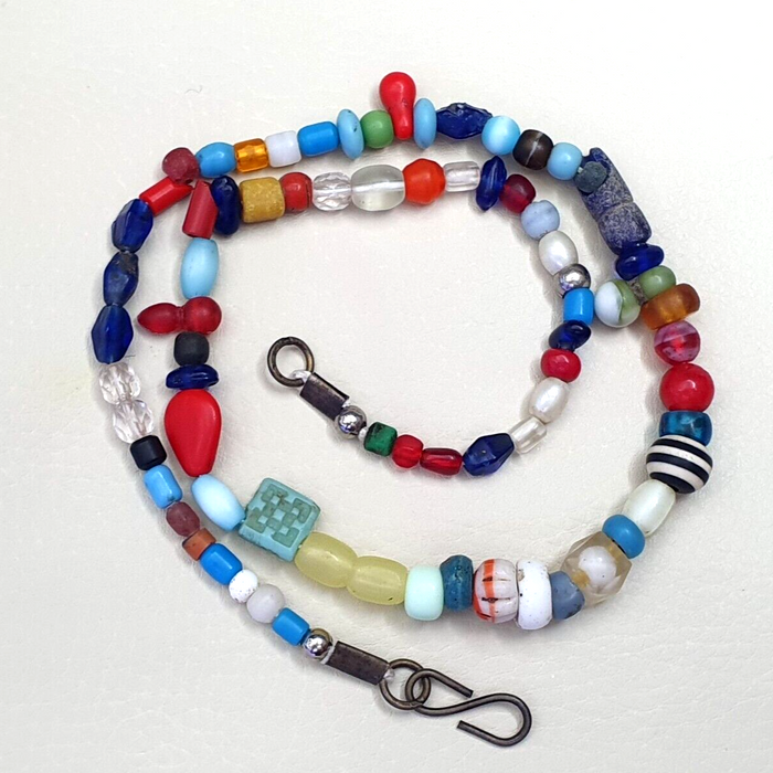 Antique Old Beads Traded Multi Color Glass Beads Jewelry Necklace Mala