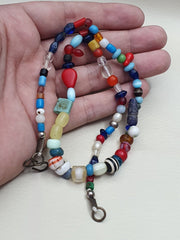 Antique Old Beads Traded Multi color Glass Beads Jewelry Necklace  Mala