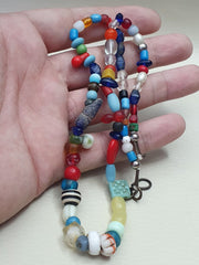 Antique Old Beads Traded Multi color Glass Beads Jewelry Necklace  Mala