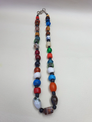 East Oasis Antique Trade Bead Mala Necklace - Old Stone and Glass Beads