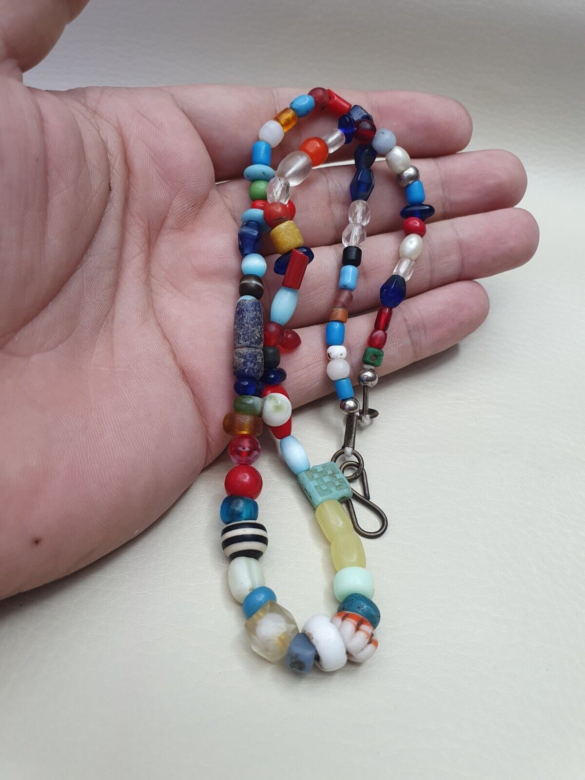 Antique Old Beads Traded Multi color Glass Beads Jewelry Necklace  Mala