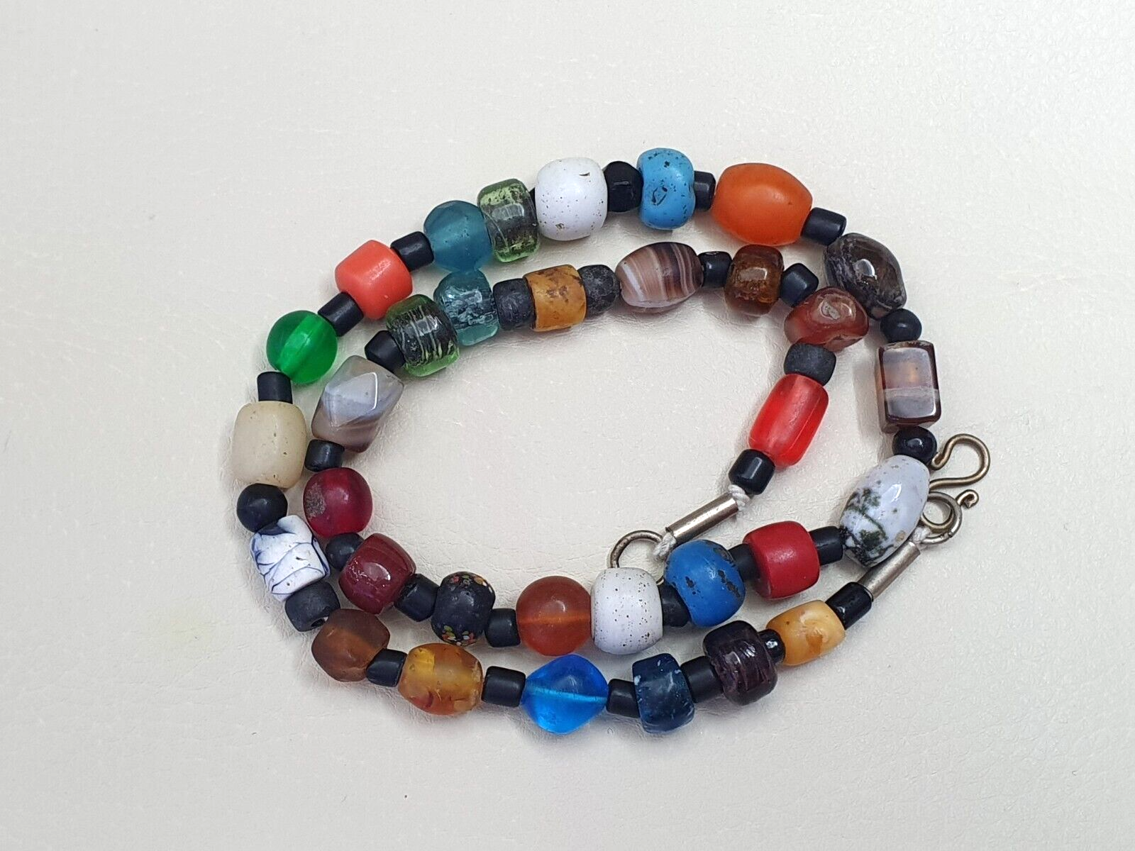 Old Beads antique Traded Stones and Glass Beads Jewelry Necklace Mala