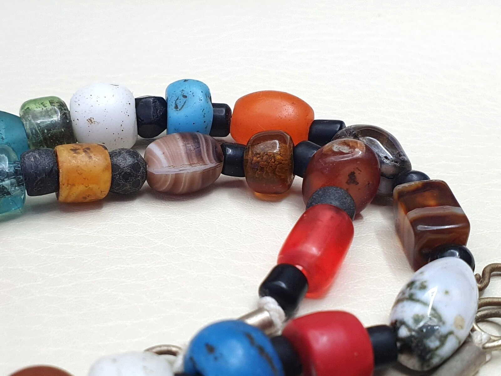 Old Beads antique Traded Stones and Glass Beads Jewelry Necklace Mala