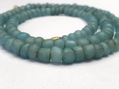 Antique Old Traded Sky Blue color Glass Beads Jewelry Necklace  Mala