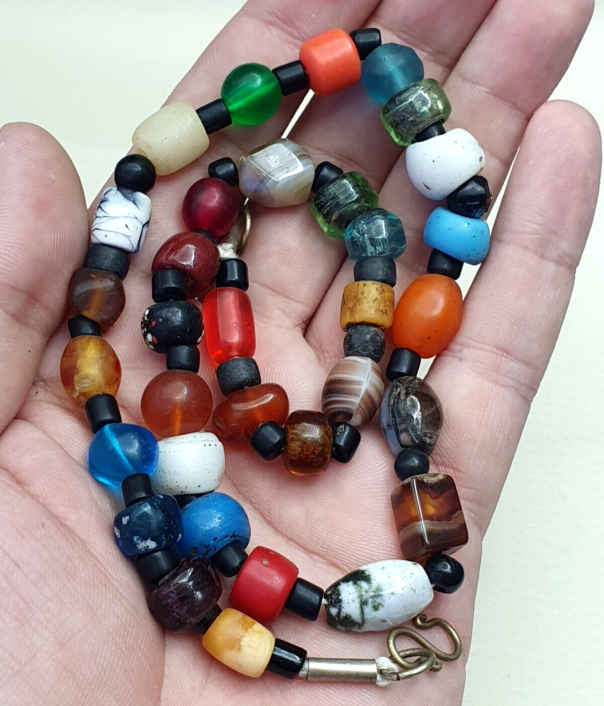 Old Beads antique Traded Stones and Glass Beads Jewelry Necklace Mala