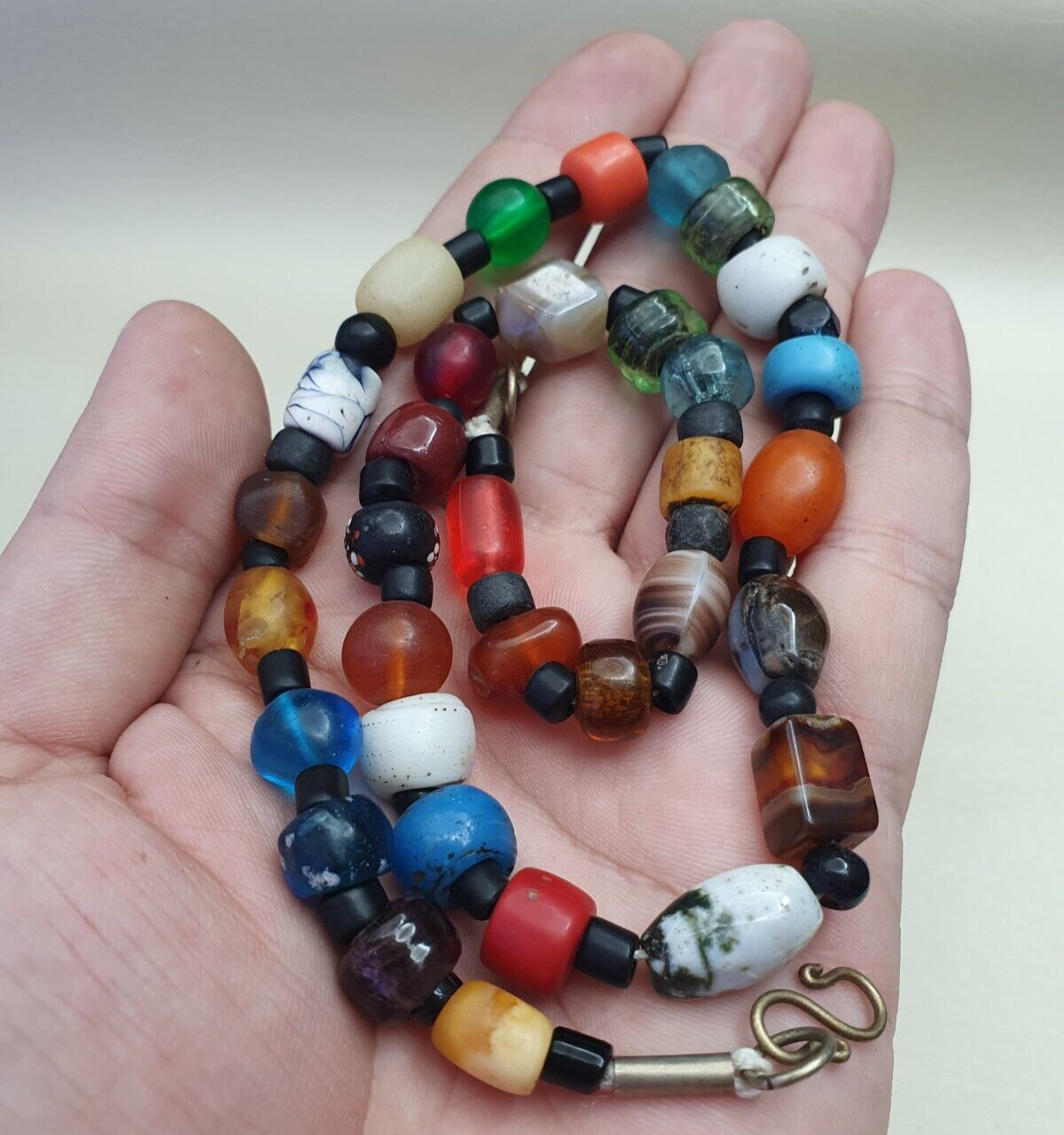 Old Beads antique Traded Stones and Glass Beads Jewelry Necklace Mala