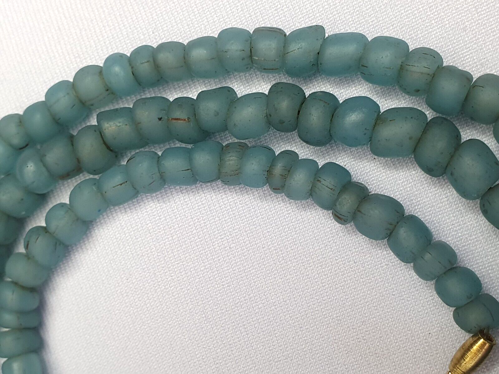 Antique Old Traded Sky Blue color Glass Beads Jewelry Necklace  Mala