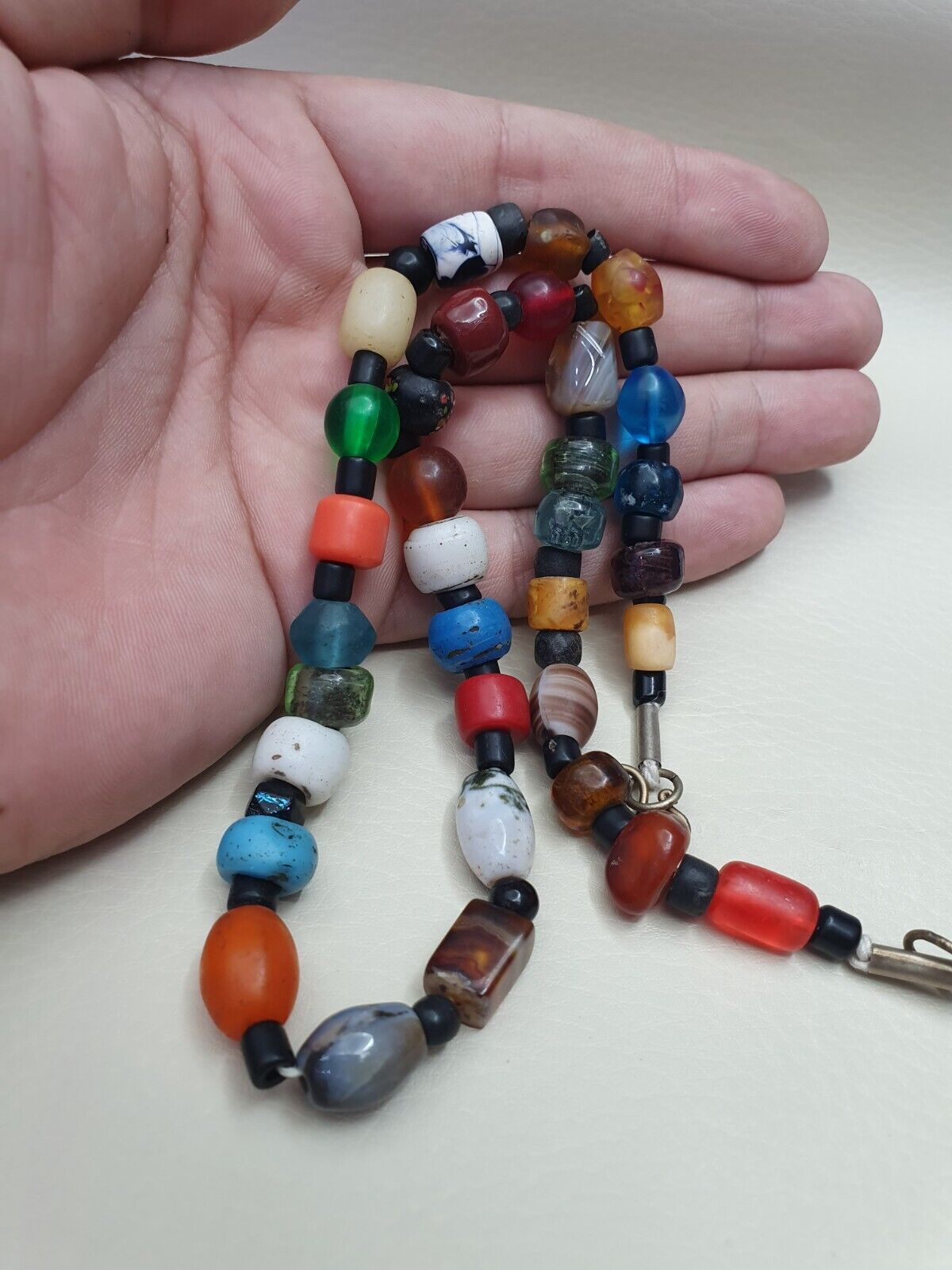 舊珠子古董貿易寶石和玻璃珠珠寶項鍊 Mala
