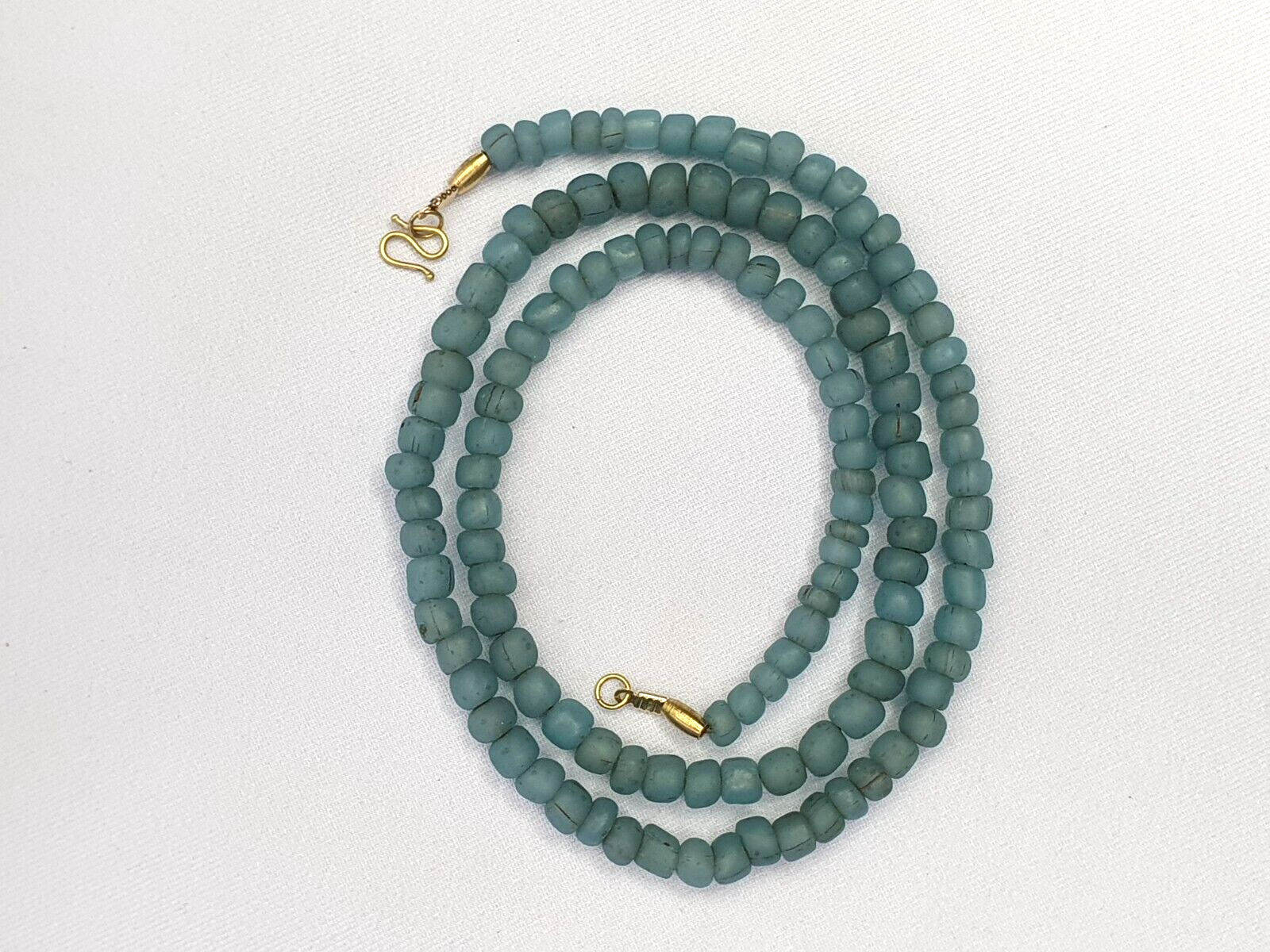 Antique Old Traded Sky Blue color Glass Beads Jewelry Necklace  Mala