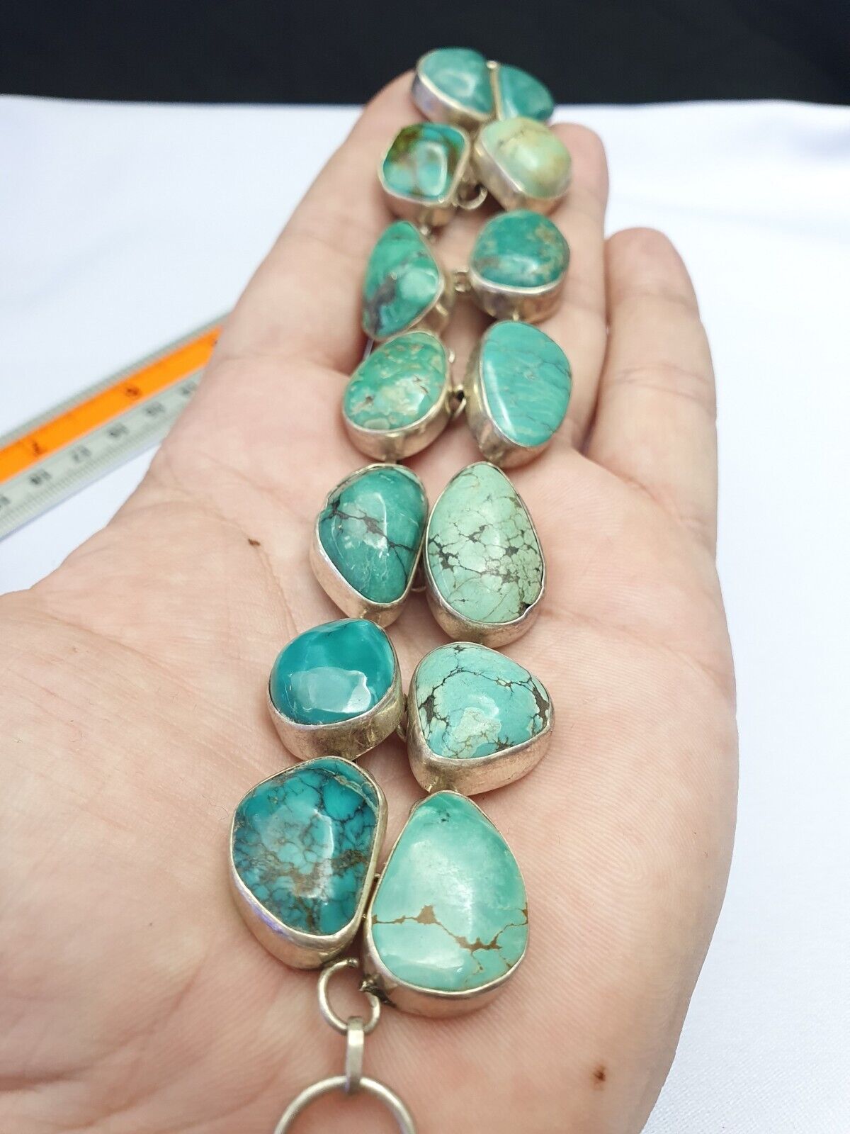 VINTAGE Natural Turquoise 925 SILVER BRACELET