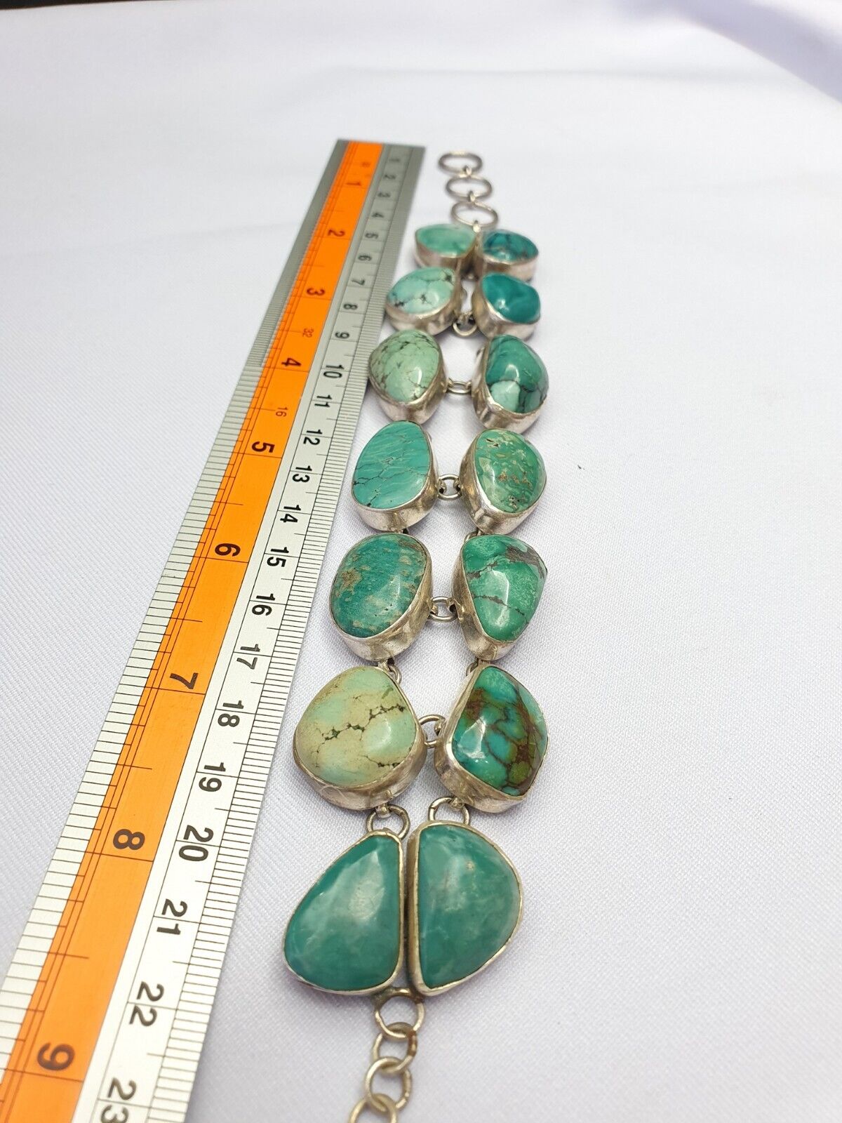 VINTAGE Natural Turquoise 925 SILVER BRACELET