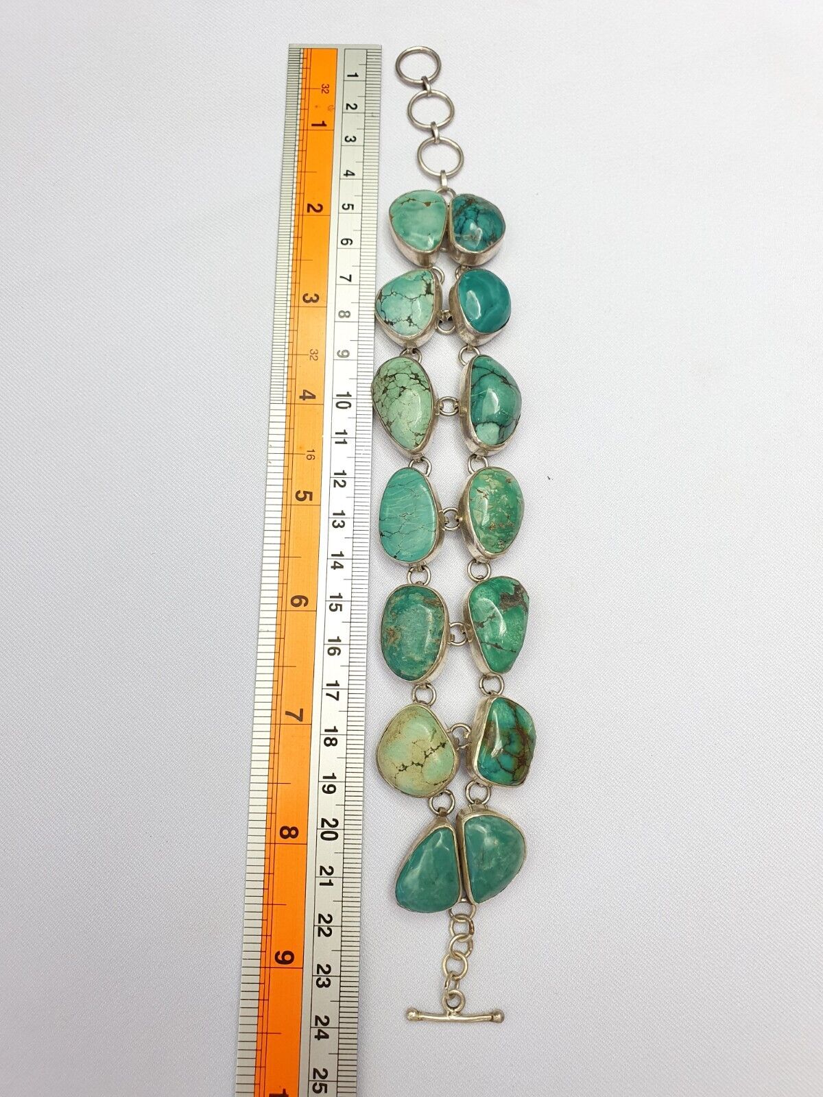 VINTAGE Natural Turquoise 925 SILVER BRACELET