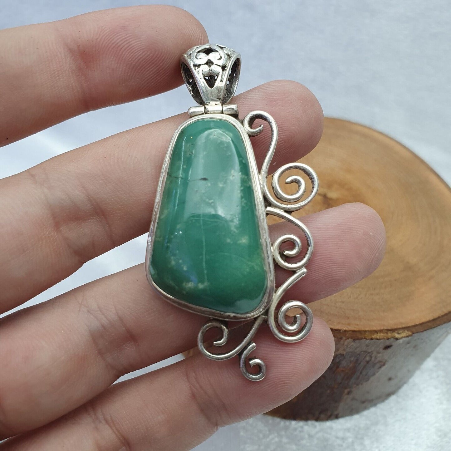 Großer Türkis-Halskettenanhänger aus 925er-Sterlingsilber für Herren, 20,6 Gramm 
