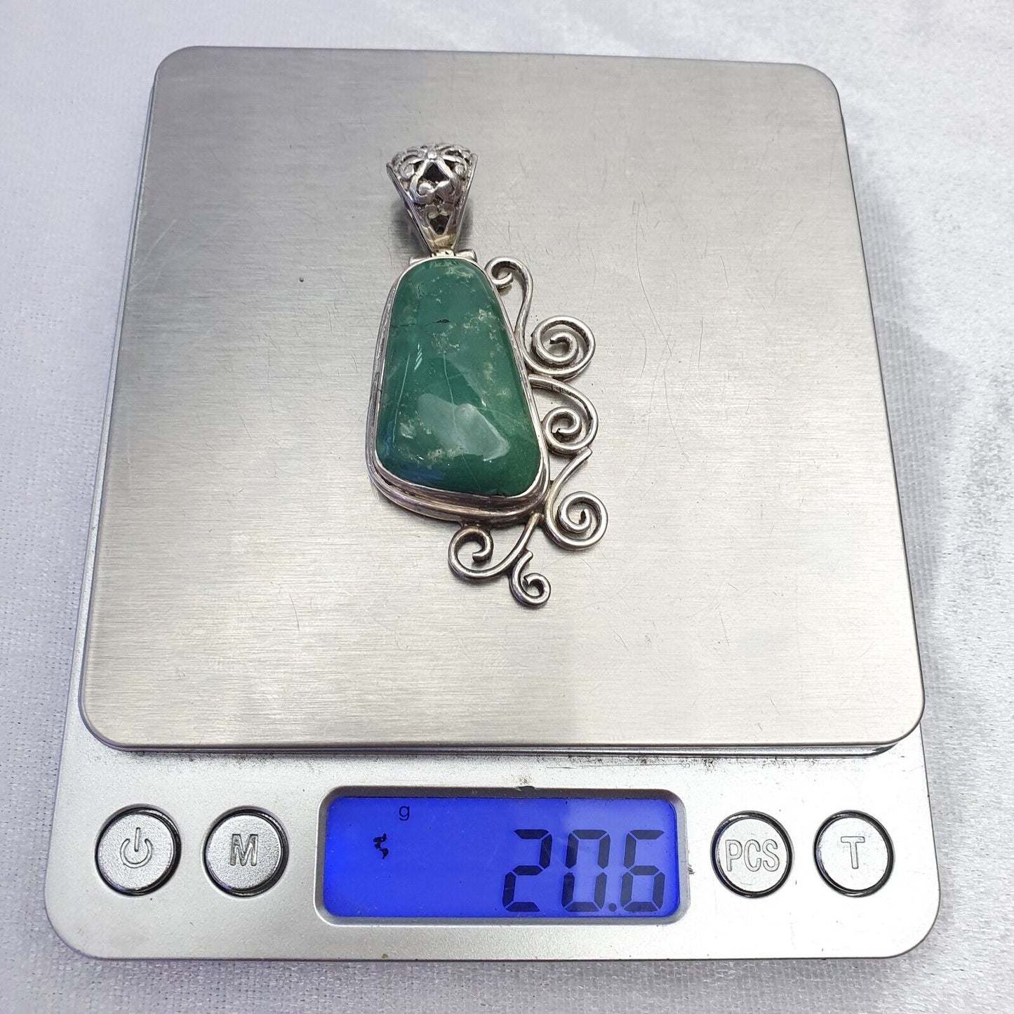 Großer Türkis-Halskettenanhänger aus 925er-Sterlingsilber für Herren, 20,6 Gramm 