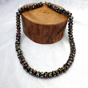 East Oasis Black Venetian Hundred Eyes Skunk Bead Necklace, 10mm 20 Inch Strand