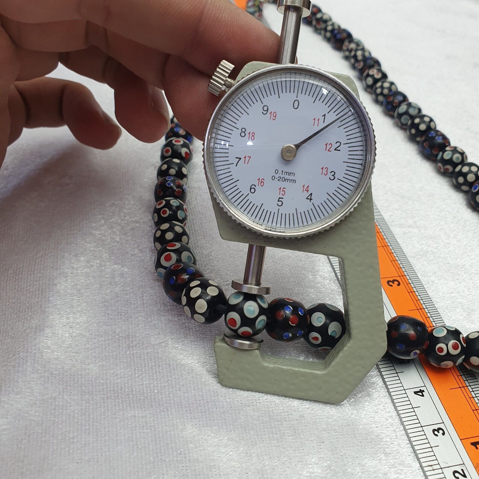 Black Venetian Hundred eyes Skunk Style Beads Necklace 24 inches long