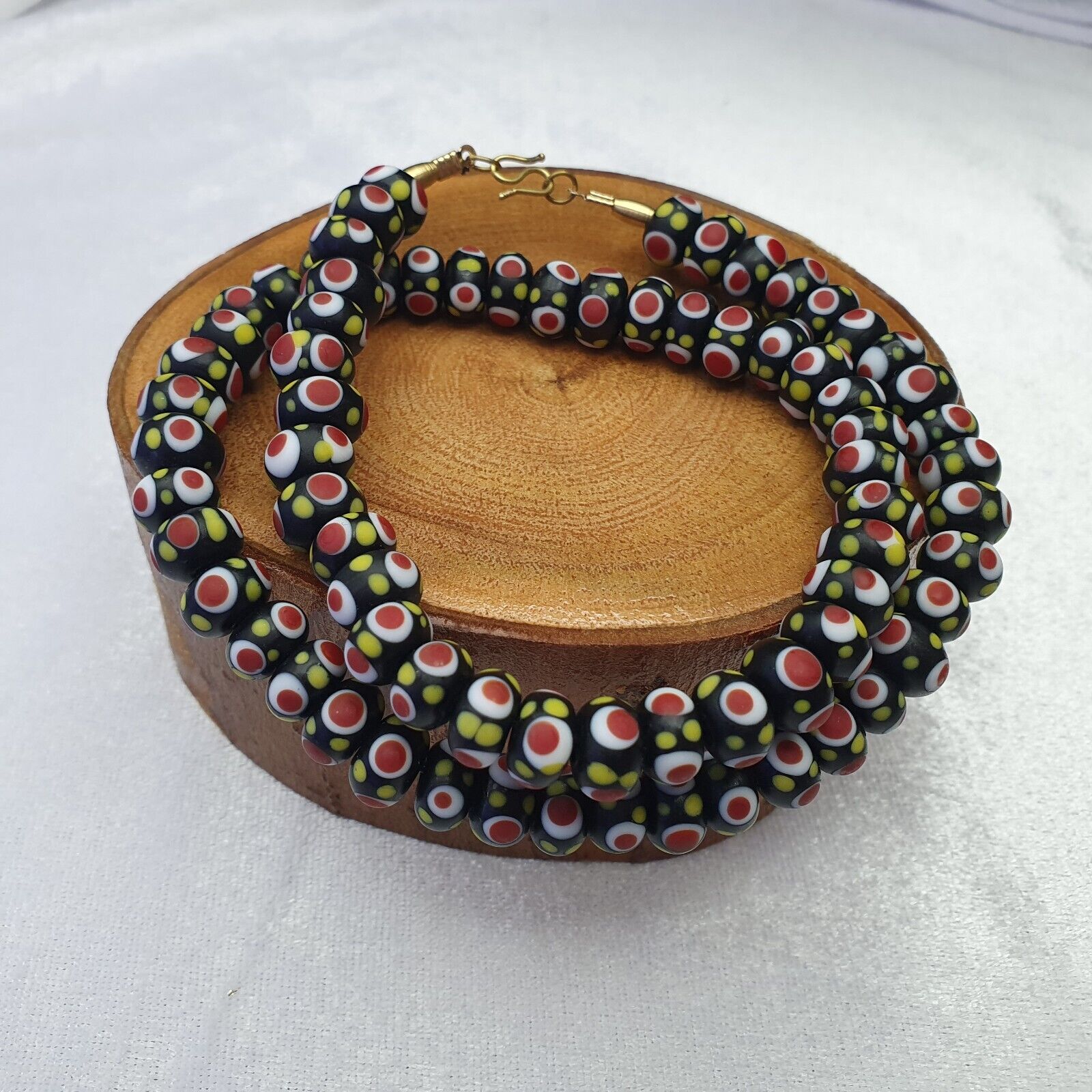 Black Venetian Hundred Red eyes Skunk Style Beads Necklace10mm & 20 inches long
