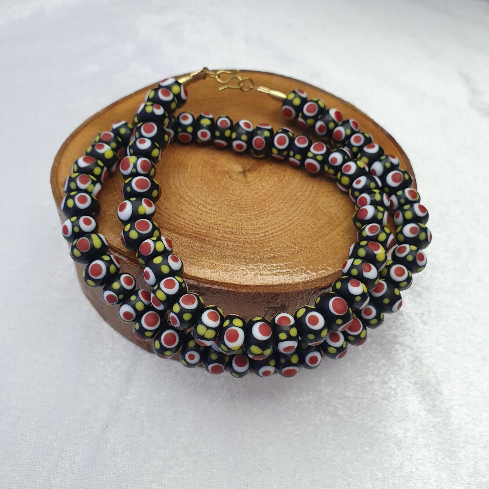 Black Venetian Hundred Red eyes Skunk Style Beads Necklace10mm & 20 inches long