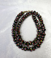 East Oasis Black Venetian Hundred Eyes Skunk Bead Necklace, 10mm 20 Inch Strand