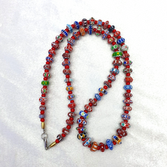 Tiny Chevrons and White Heart Venetian Trade Beads African COLLECTION Necklace
