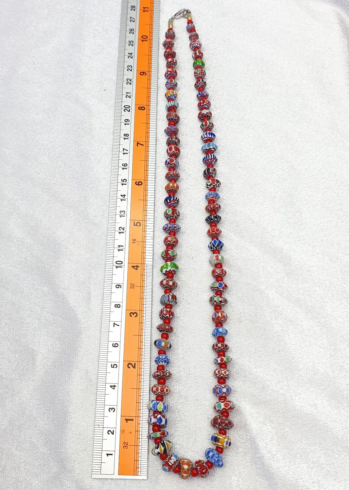 Tiny Chevrons and White Heart Venetian Trade Beads African COLLECTION Necklace