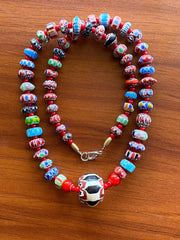 Multi color Chevrons and White Heart venetian Beads African COLLECTION Necklace