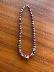 Multi color Chevrons and White Heart venetian Beads African COLLECTION Necklace