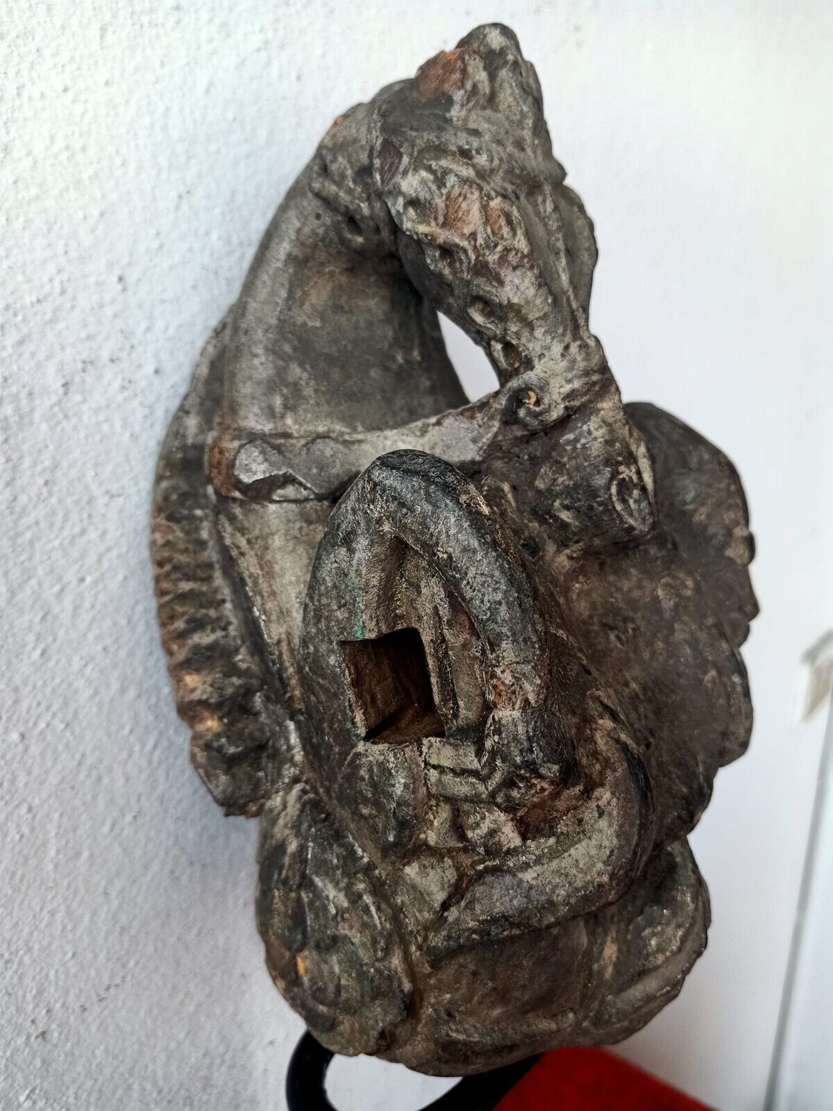 1700 年代古代舊木手工雕刻稀有馬雕像