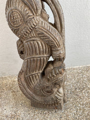 Antique wood carving wall bracket corbel Chinese Dragon lion 16 Inches