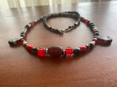 Ancient Old Dzi Banded Agate Amber and glass beads Antique Beads Necklace Mala