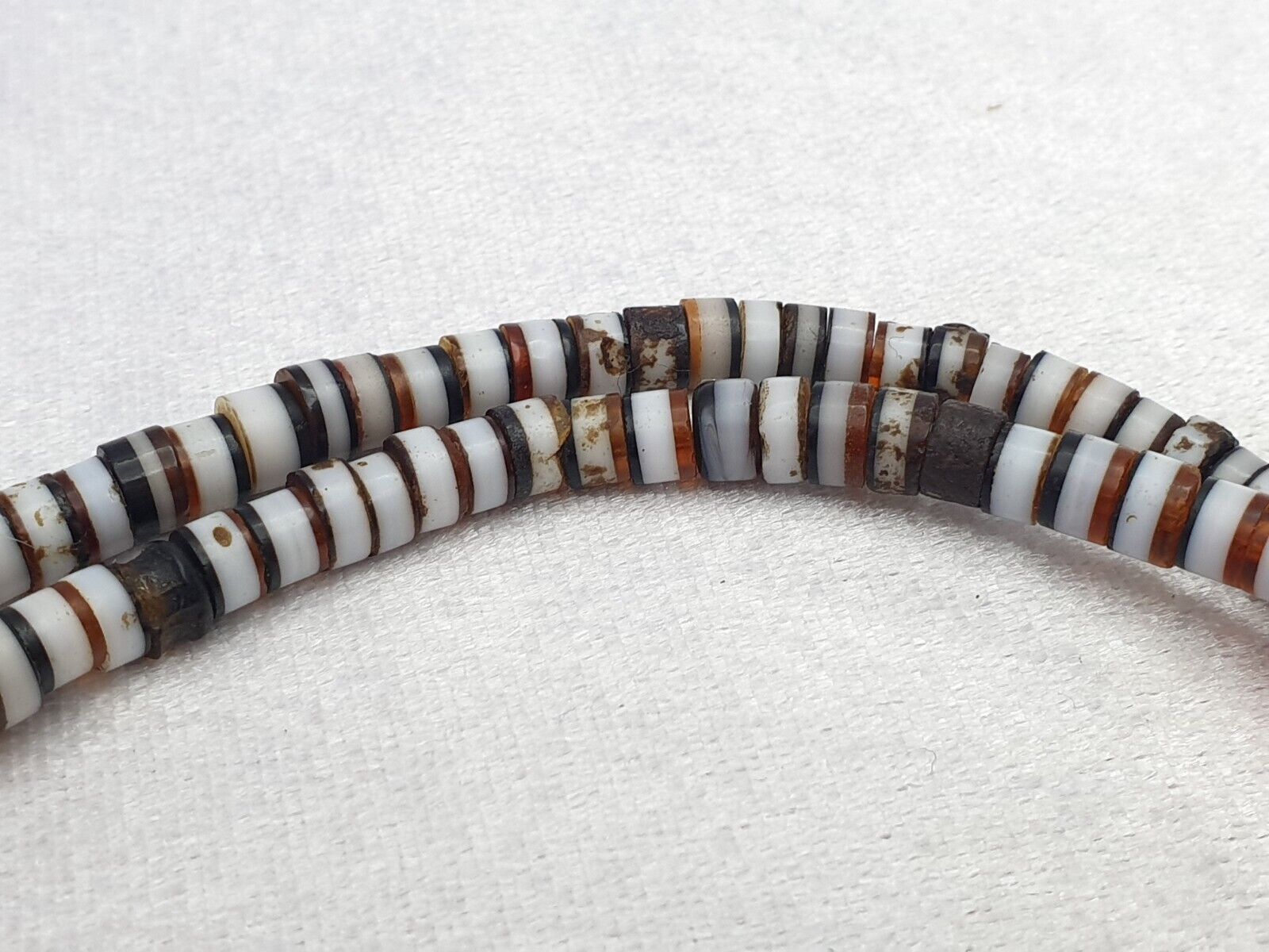 Ancient Old Dzi Banded Agate Amber and glass beads Antique Beads Necklace Mala
