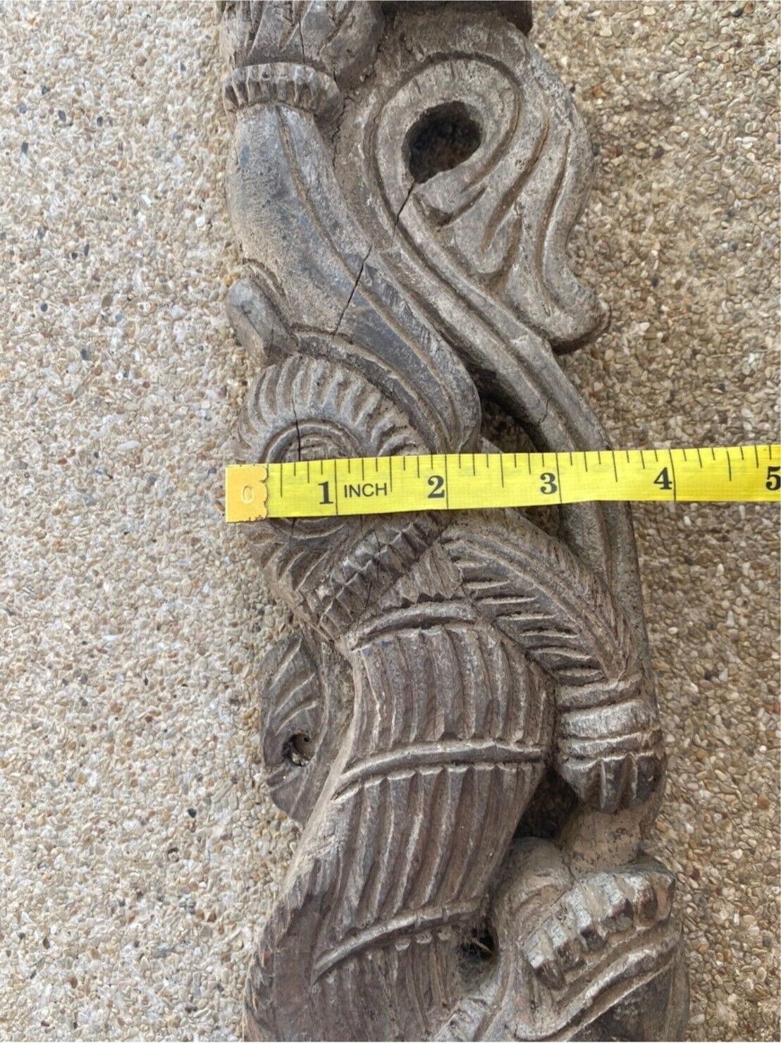 Antique wood carving wall bracket corbel Chinese Dragon lion 16 Inches