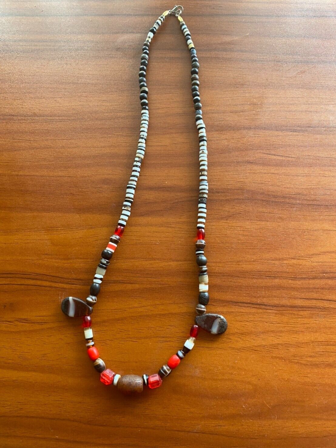 Ancient Old Dzi Banded Agate Amber and glass beads Antique Beads Necklace Mala