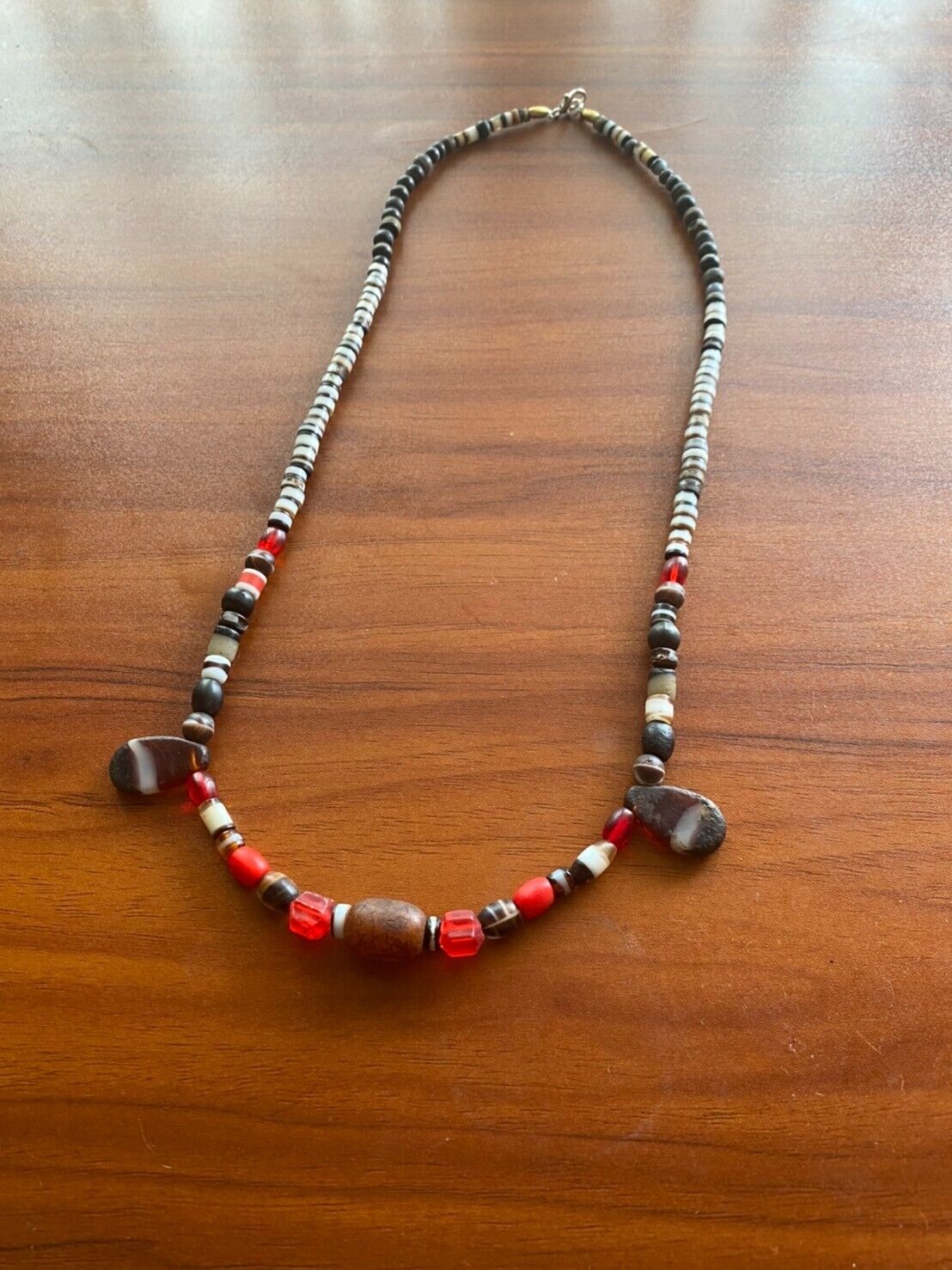 Ancient Old Dzi Banded Agate Amber and glass beads Antique Beads Necklace Mala