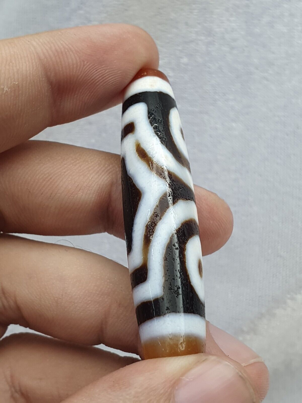 喜馬拉雅印藏 3 眼稀有圖案天珠天珠護身符珠 60 毫米長
