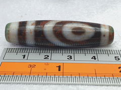 Himalaya Indo Tibetan 2 Augen verrostete einzigartige Muster Dzi Amulett Perle