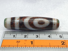 Himalaya Indo Tibetan 2 Augen verrostete einzigartige Muster Dzi Amulett Perle