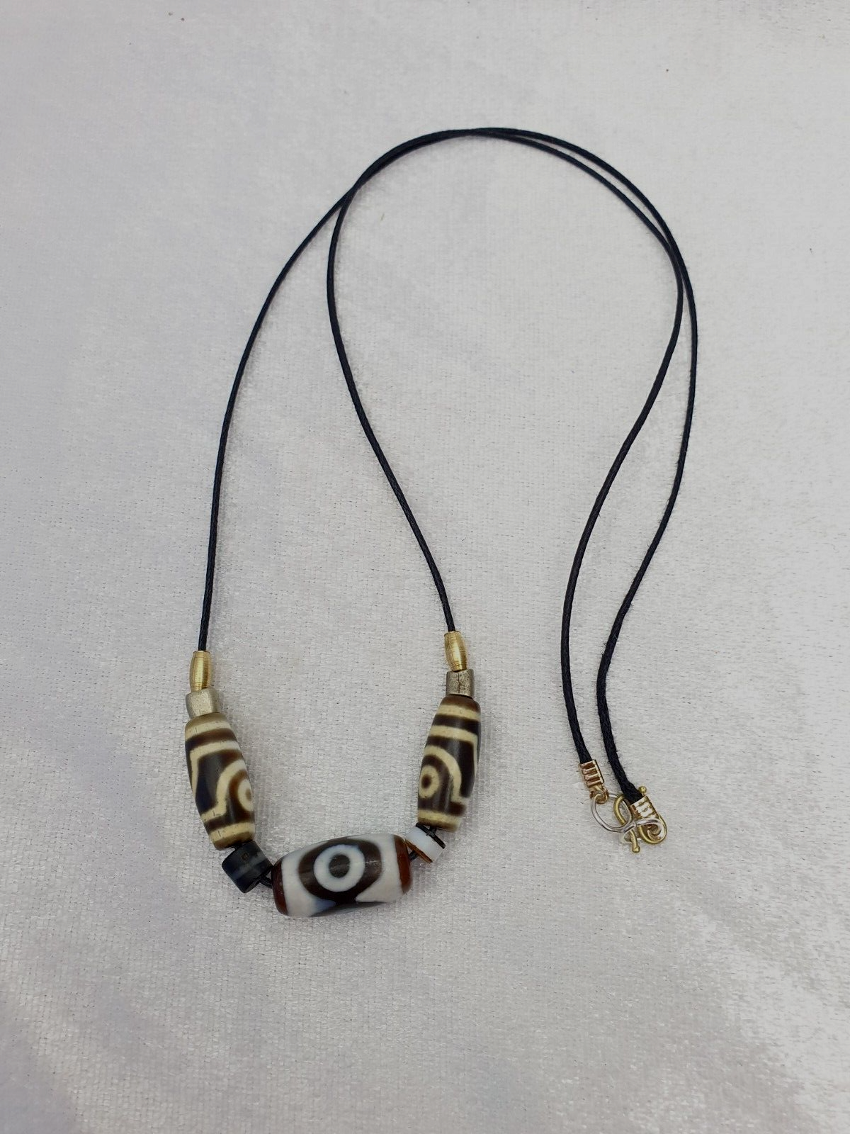 Himalaya Indo Tibetan 3 Augen 3 Perlen einzigartige Muster Dzi Amulett Perlen Halskette