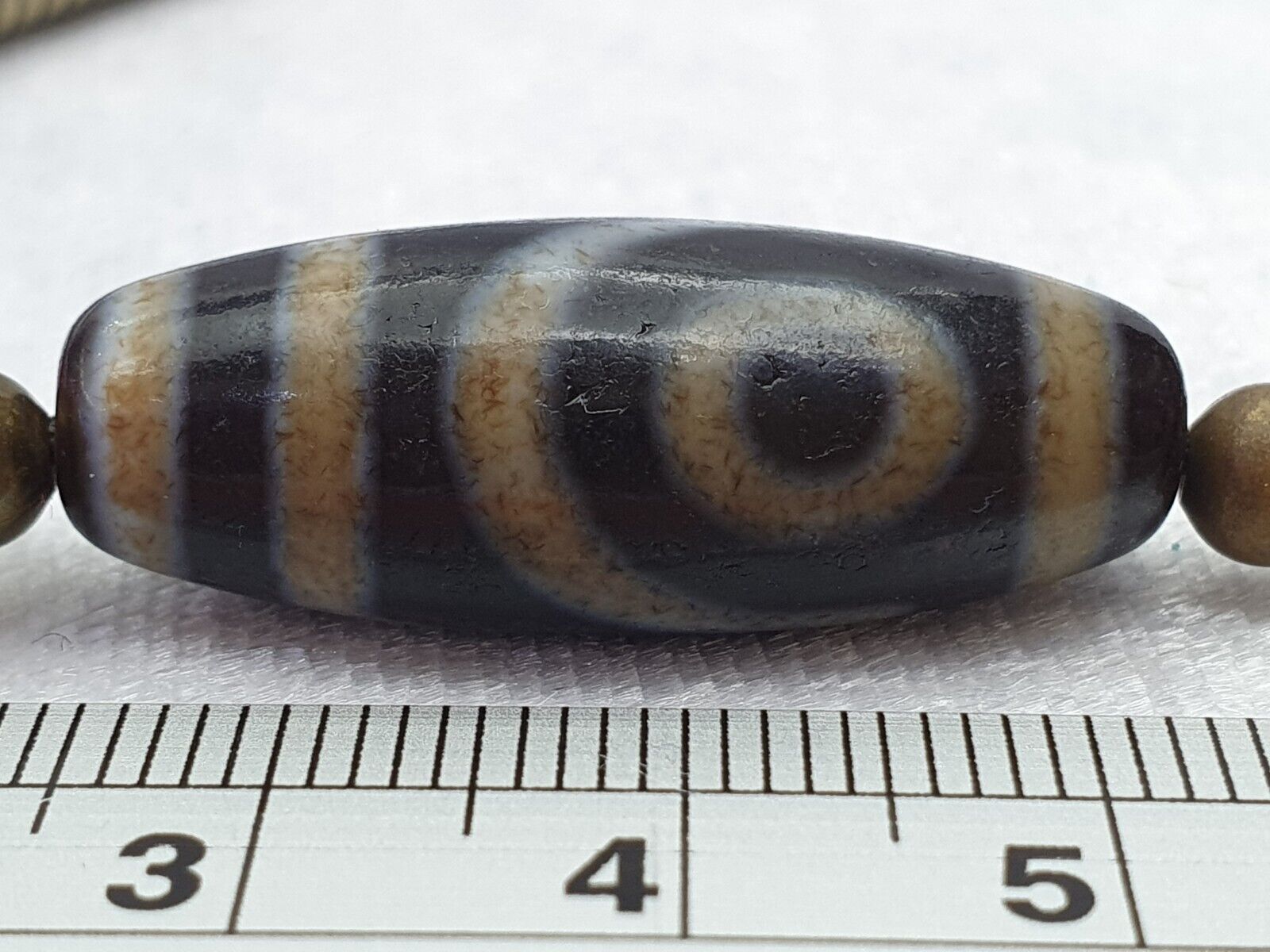 Himalaya Indo Tibetan 2 Augen 3 Perlen einzigartige Muster Dzi Amulett Perlen Halskette