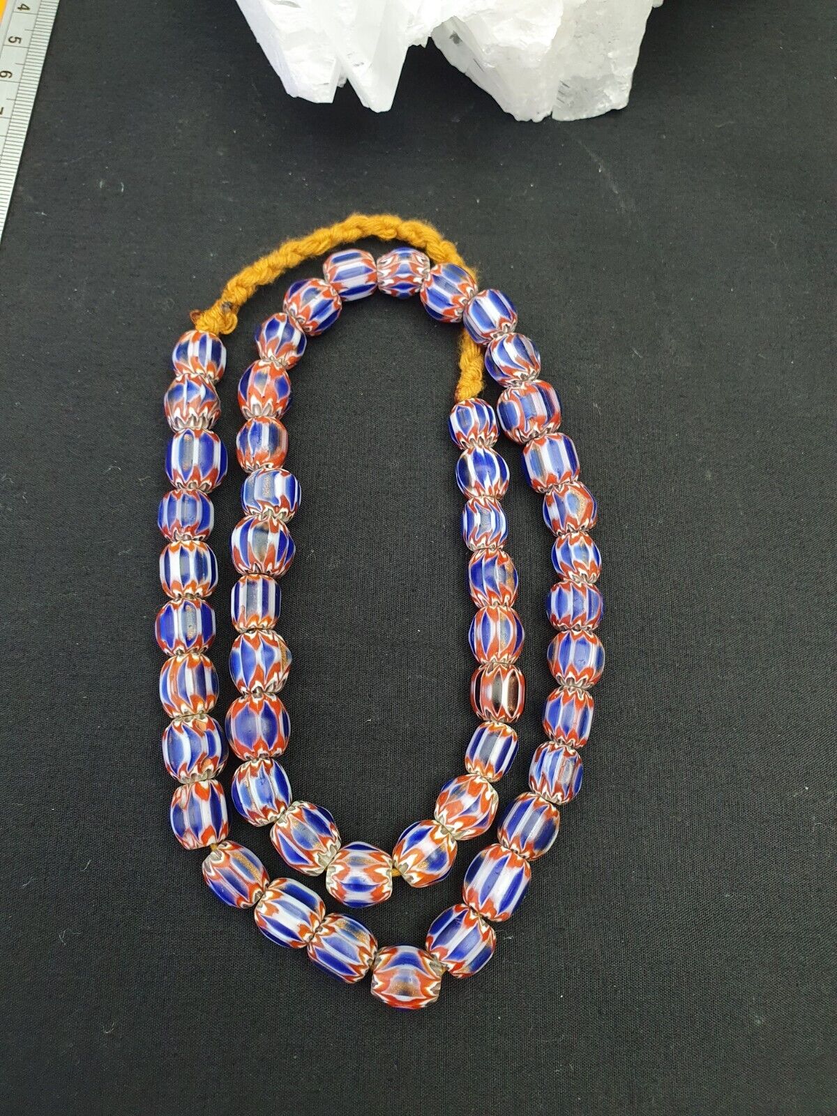Blaue und rote Chevrons venezianische Perlen afrikanische Halskette 11-11,5 mm