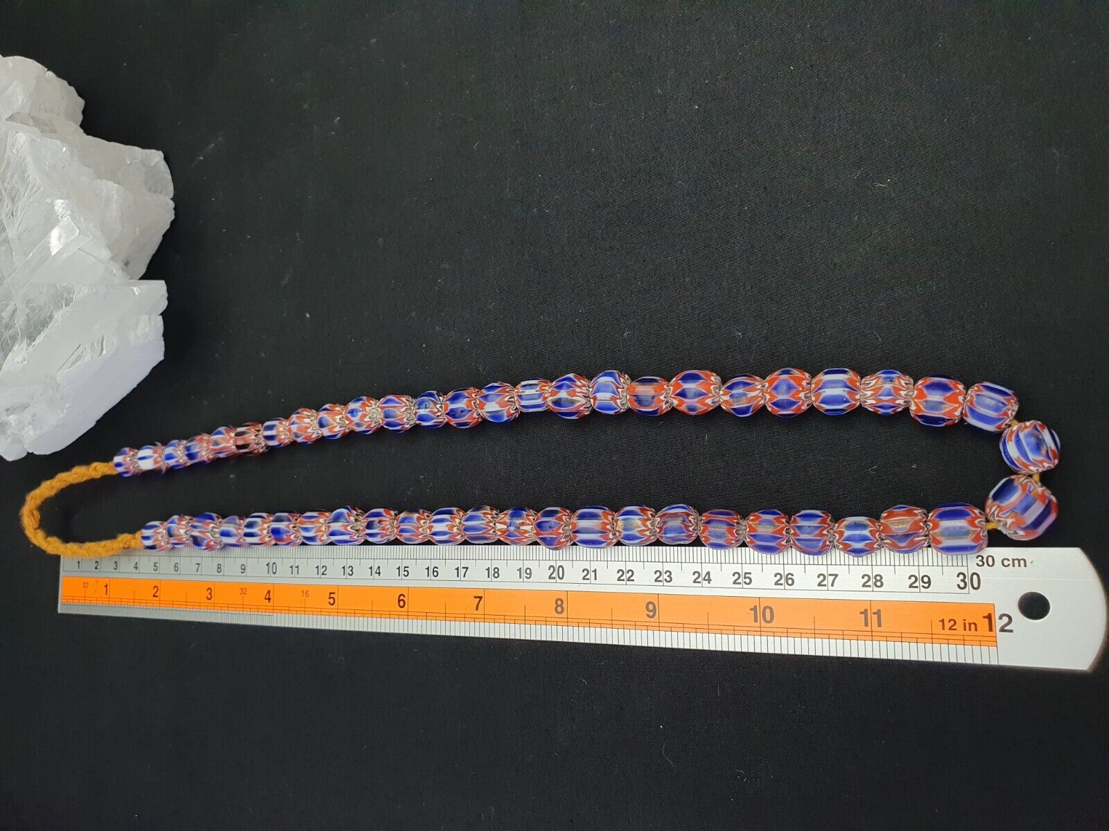 Blue and red color  Chevrons venetian Beads African Necklace 11-11.5mm