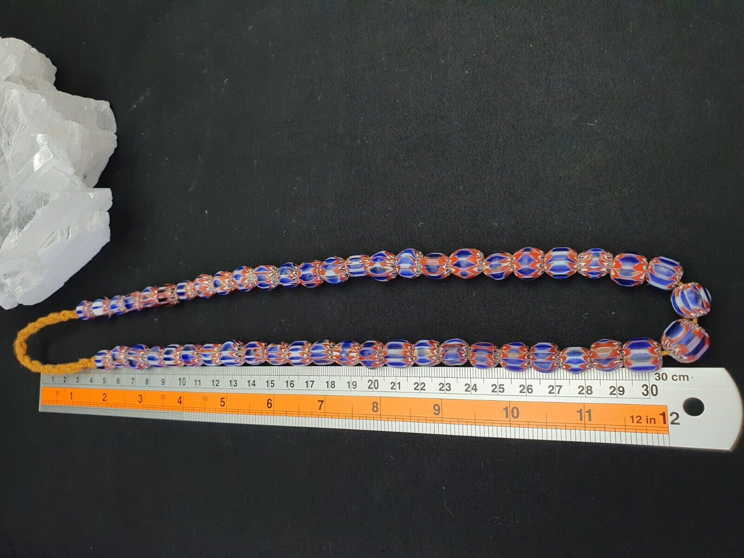 Blaue und rote Chevrons venezianische Perlen afrikanische Halskette 11-11,5 mm