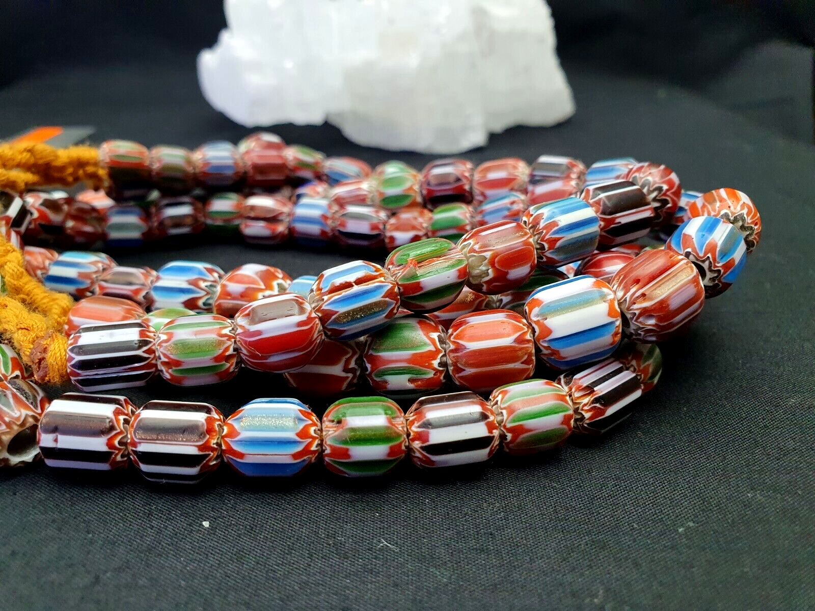 MULTI color Beads Chevrons venetian Glass Beads African Necklace 11-12mm