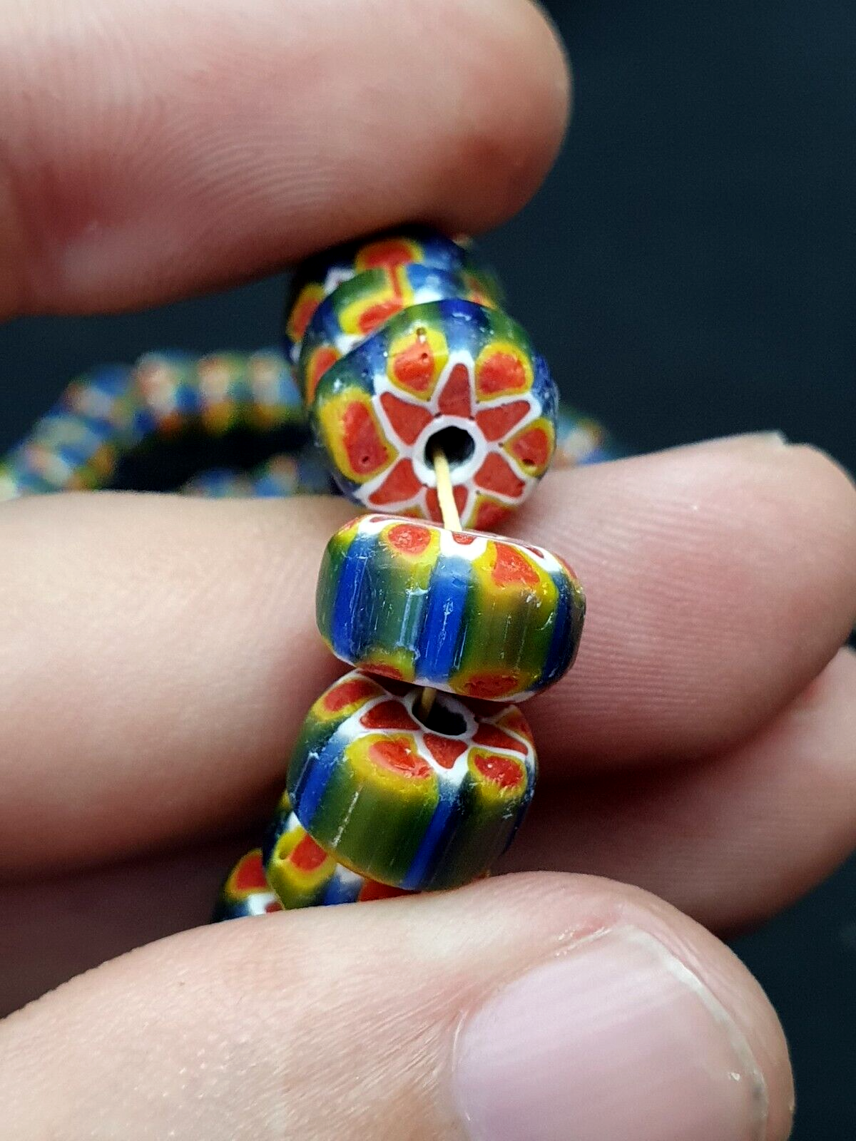 MULTI color Beads Chevrons venetian Glass Beads African collection Necklace 10mm